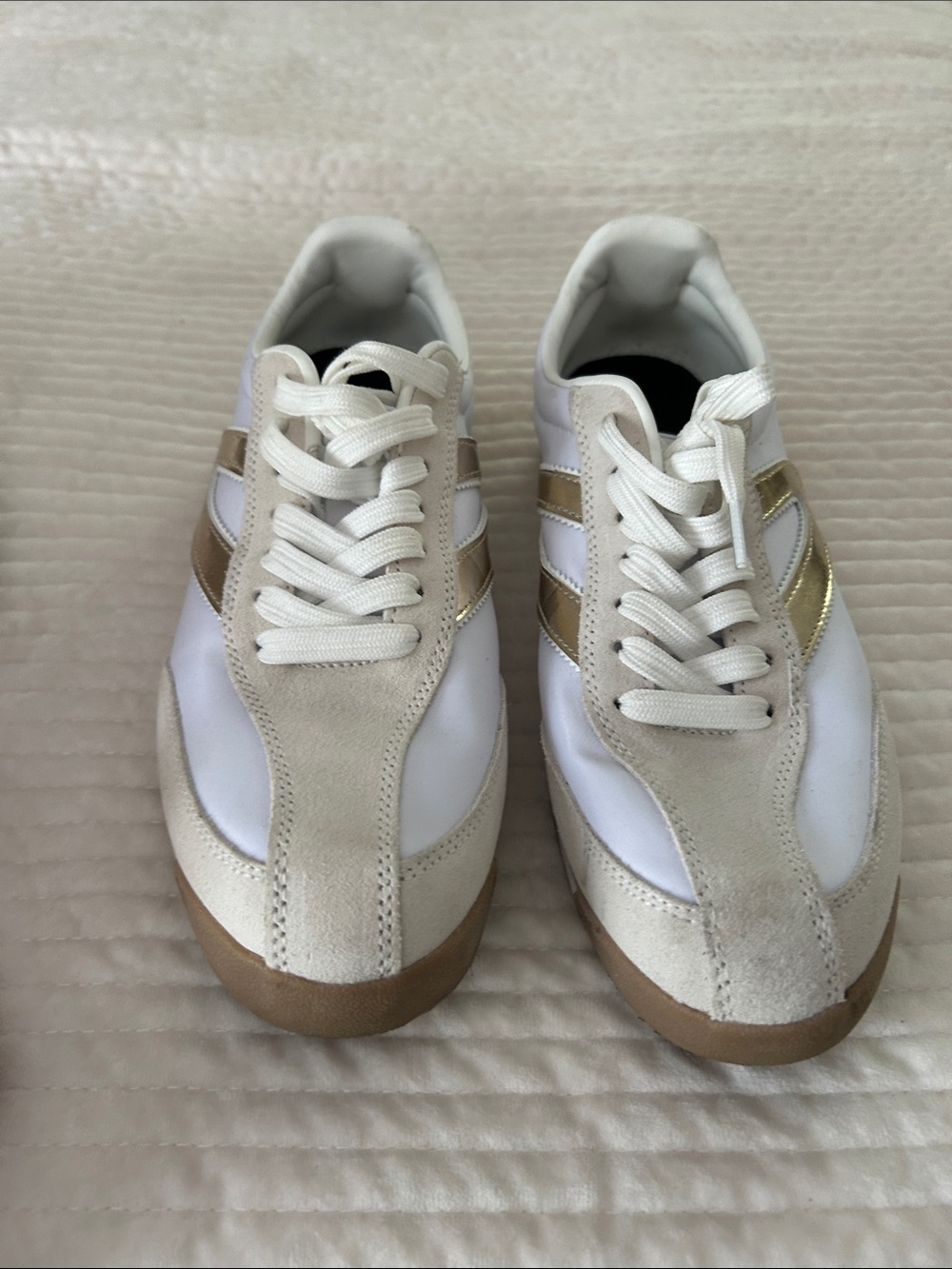 Tretorn White Sneakers with Gold Heel Detail